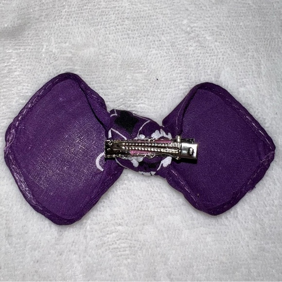 Dark Purple Paisley Rockabilly Bandana Knotted Hair Bow - Picture 8 of 11